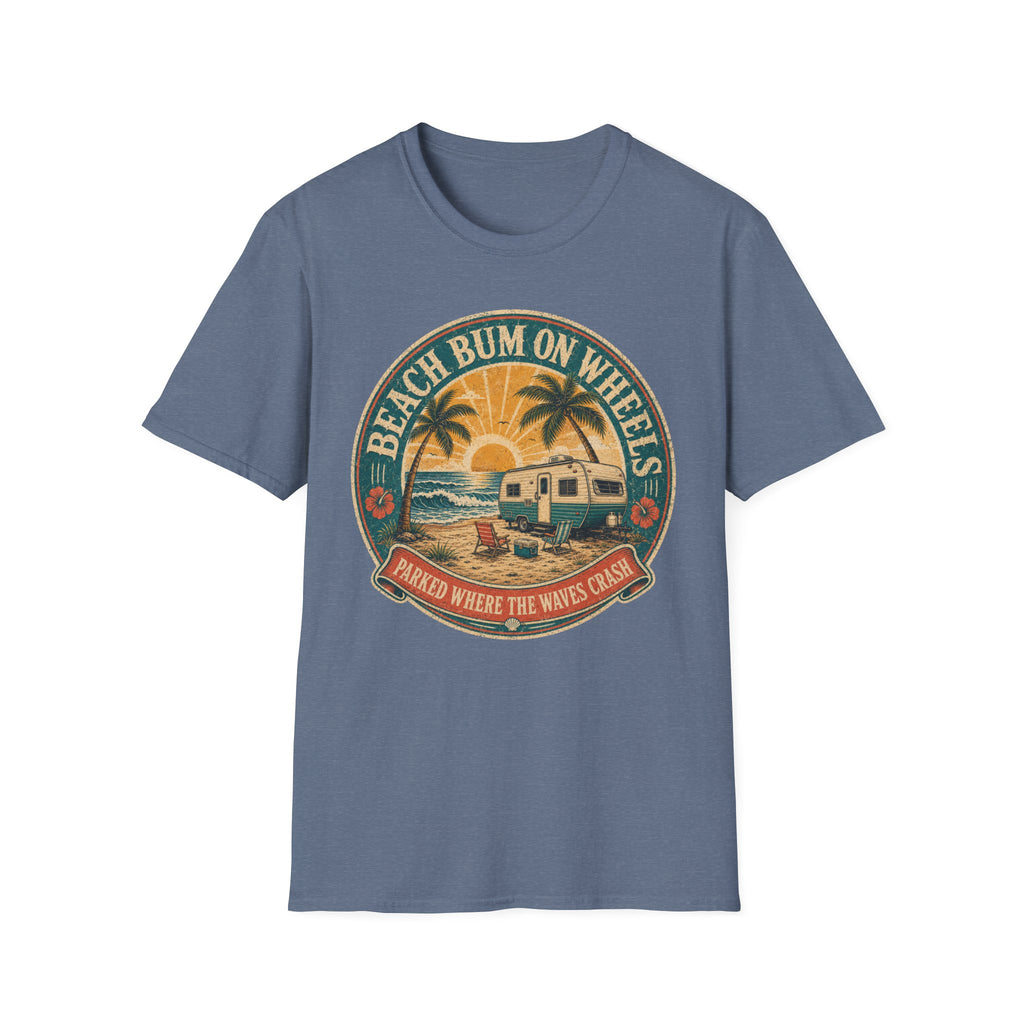Beach Bum On Wheels - Parked Where The Waves Crash T-Shirt