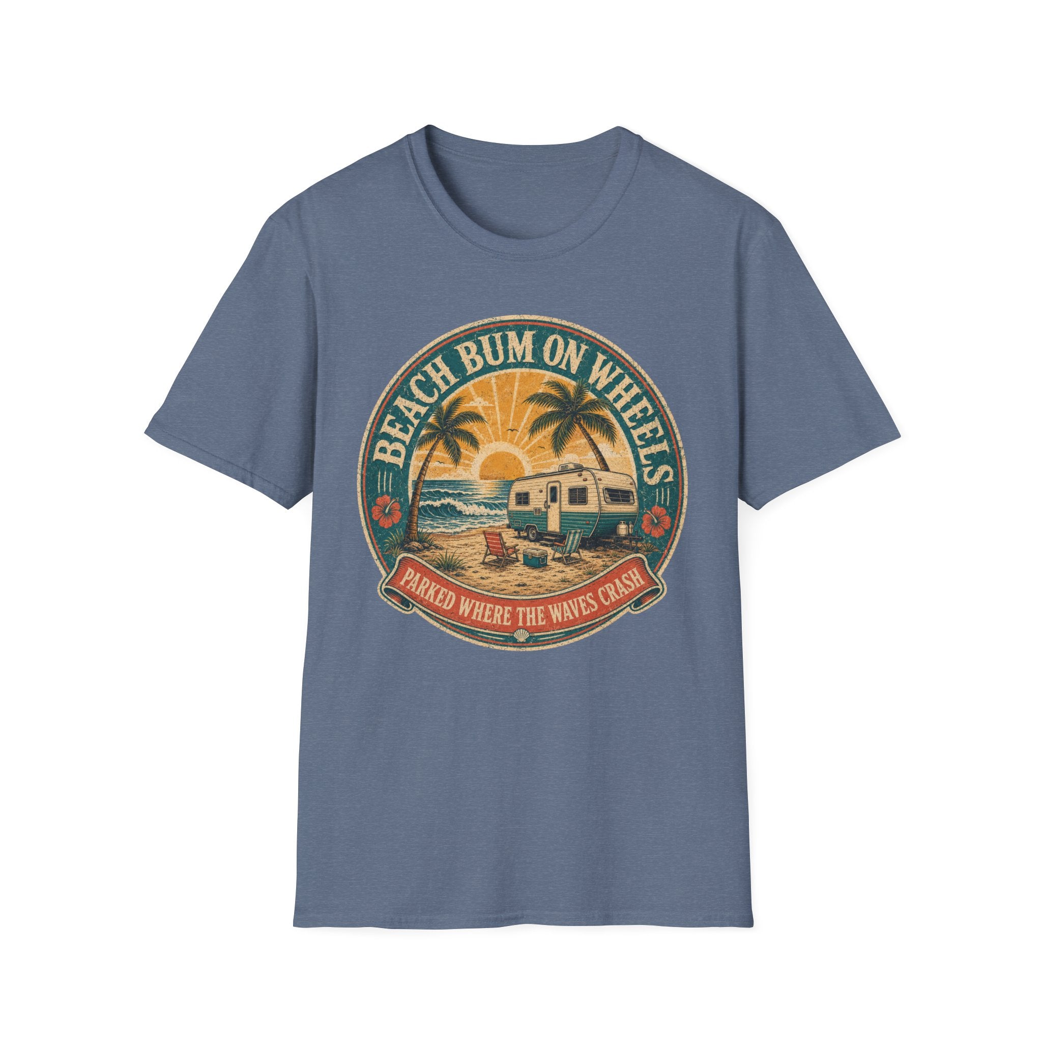 Beach Bum On Wheels - Parked Where The Waves Crash T-Shirt