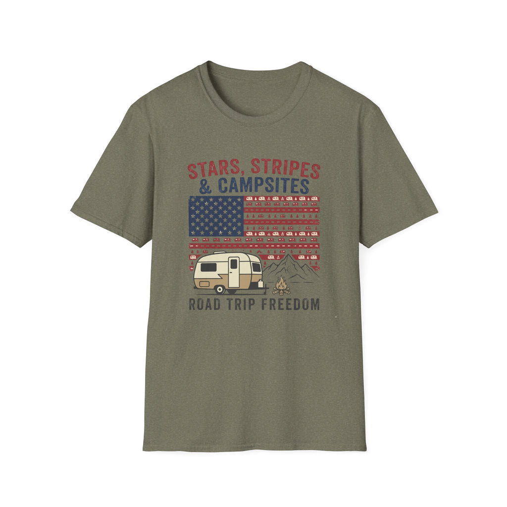 Stars, Stripes & Campsites Road Trip Freedom T-Shirt