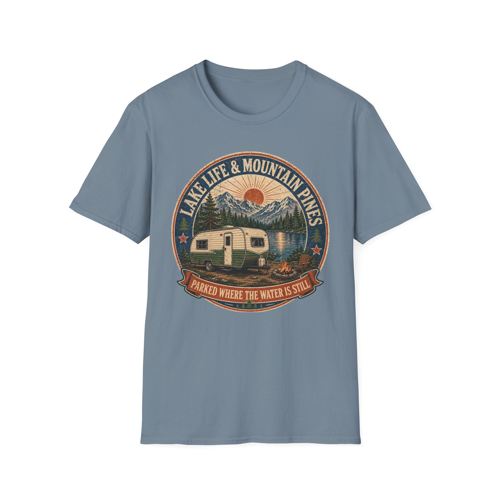 Lake Life & Mountain Pines - Parked Where The Water Is Still T-Shirt