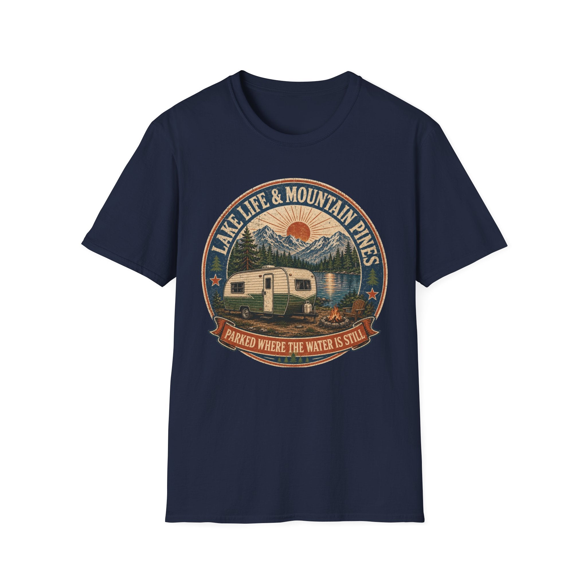 Lake Life & Mountain Pines - Parked Where The Water Is Still T-Shirt