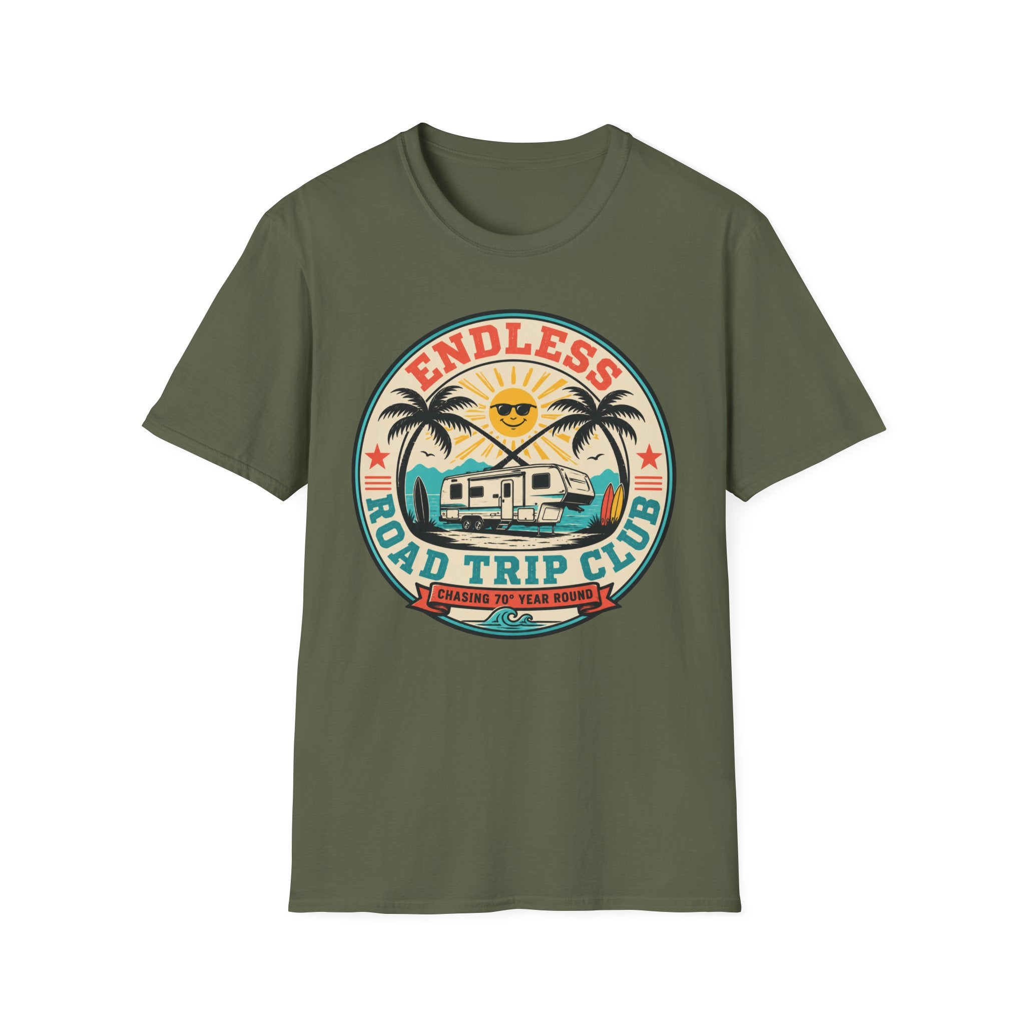 Endless Road Trip Club - Chasing 70 Deg Year Round T-Shirt
