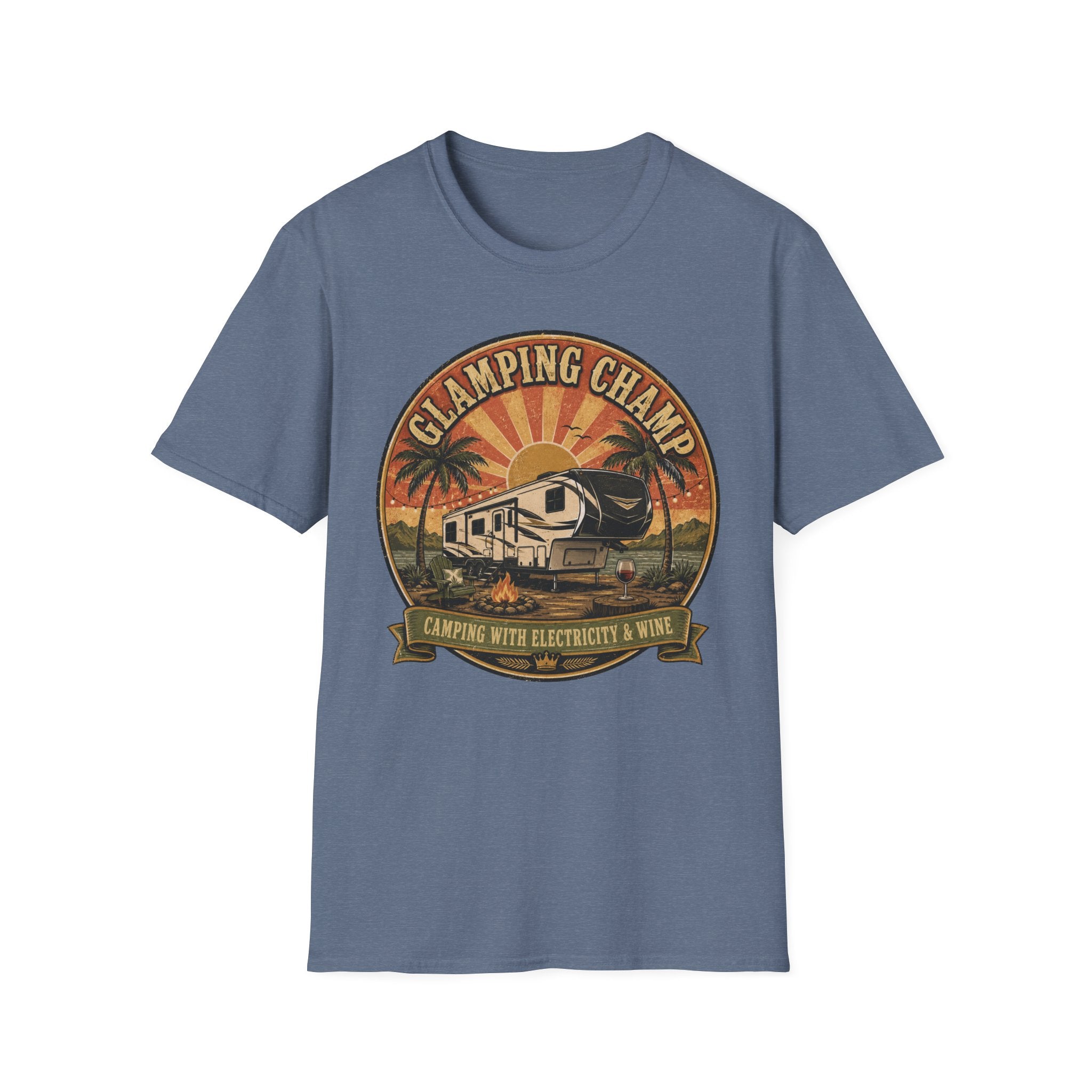 Glamping Champ - Camping With Electricity And WineT-Shirt