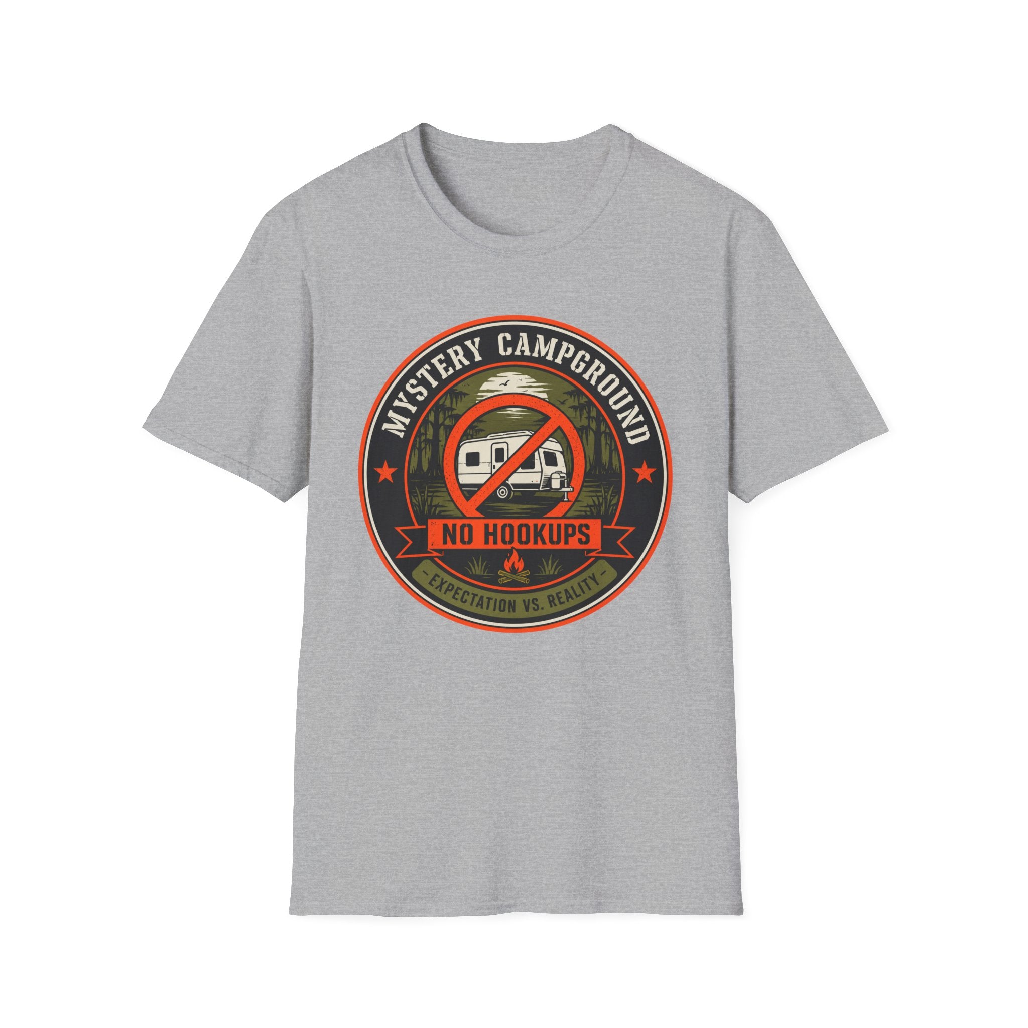Mystery Campground - No Hookups - Expectation-vs-Reality T-Shirt