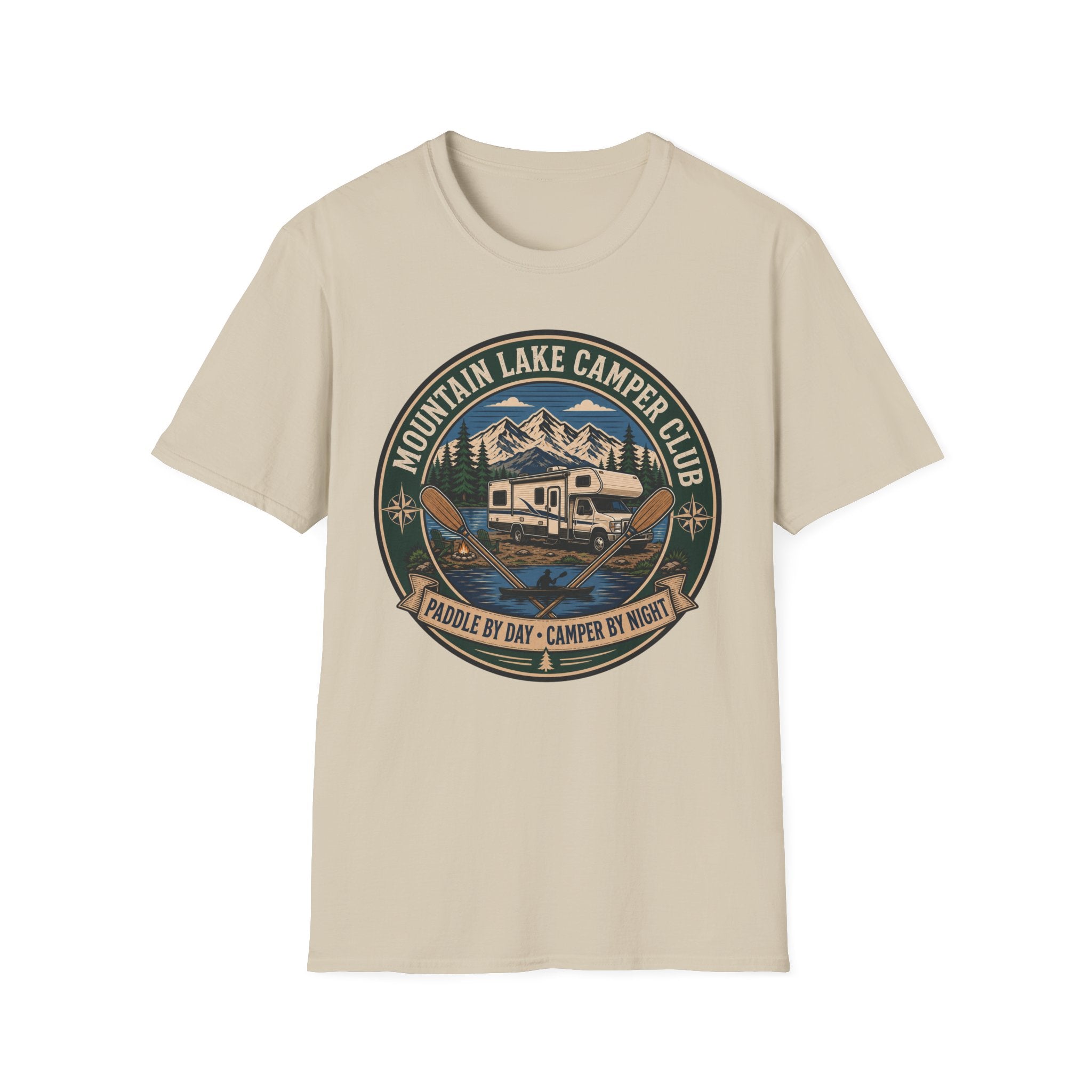 Mountain Lake Camper Club - Paddle By Day - Camper By Night T-Shirt