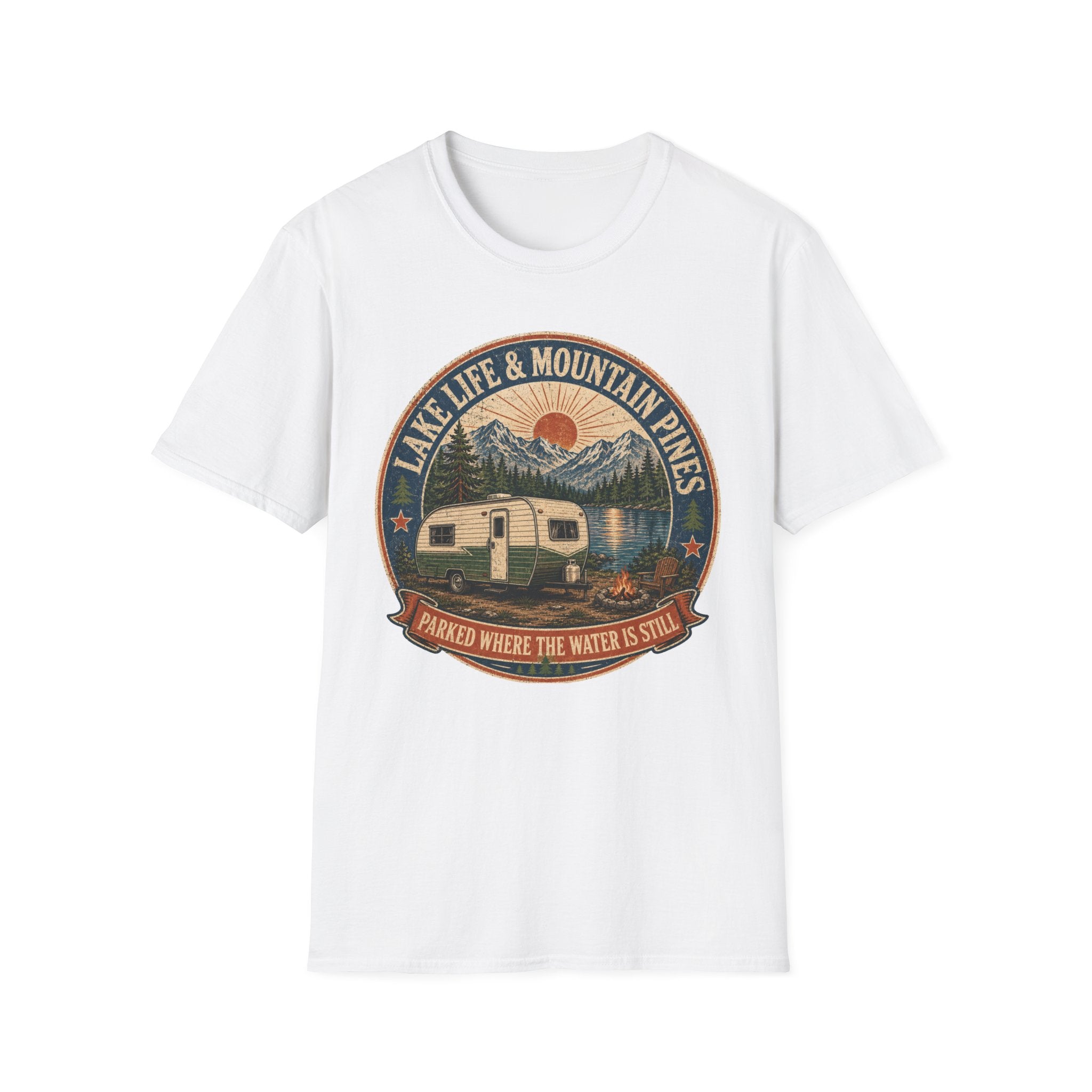 Lake Life & Mountain Pines - Parked Where The Water Is Still T-Shirt