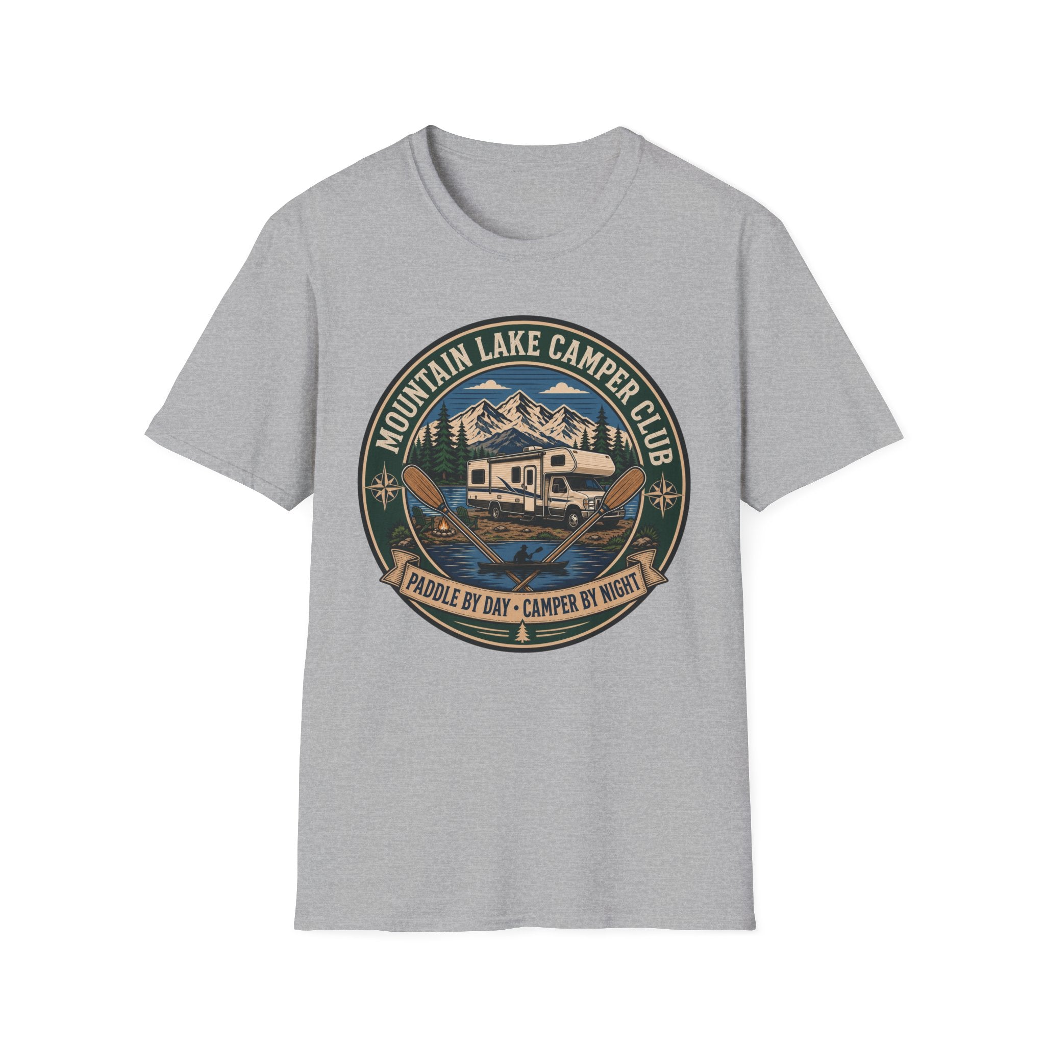 Mountain Lake Camper Club - Paddle By Day - Camper By Night T-Shirt