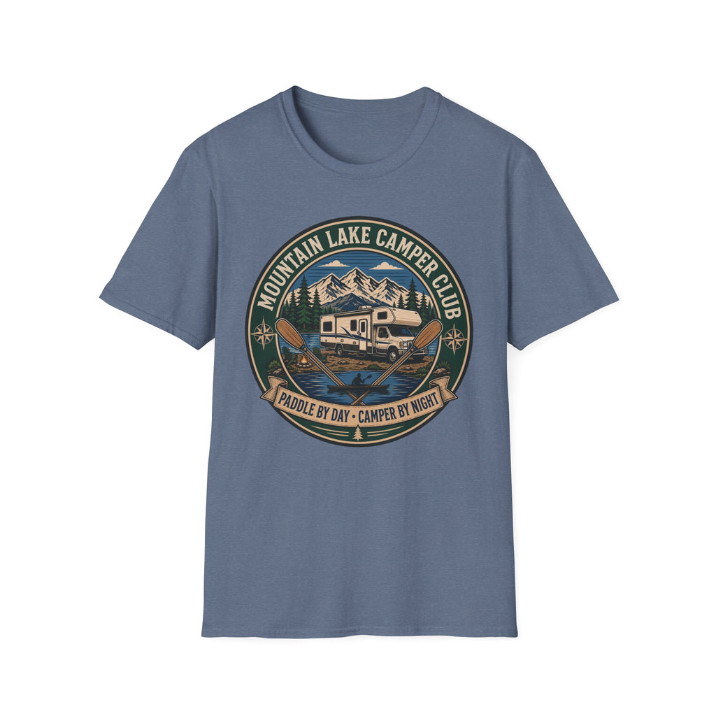 Mountain Lake Camper Club - Paddle By Day - Camper By Night T-Shirt