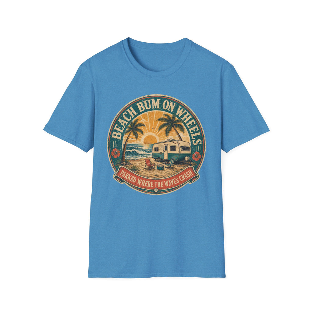 Beach Bum On Wheels - Parked Where The Waves Crash T-Shirt