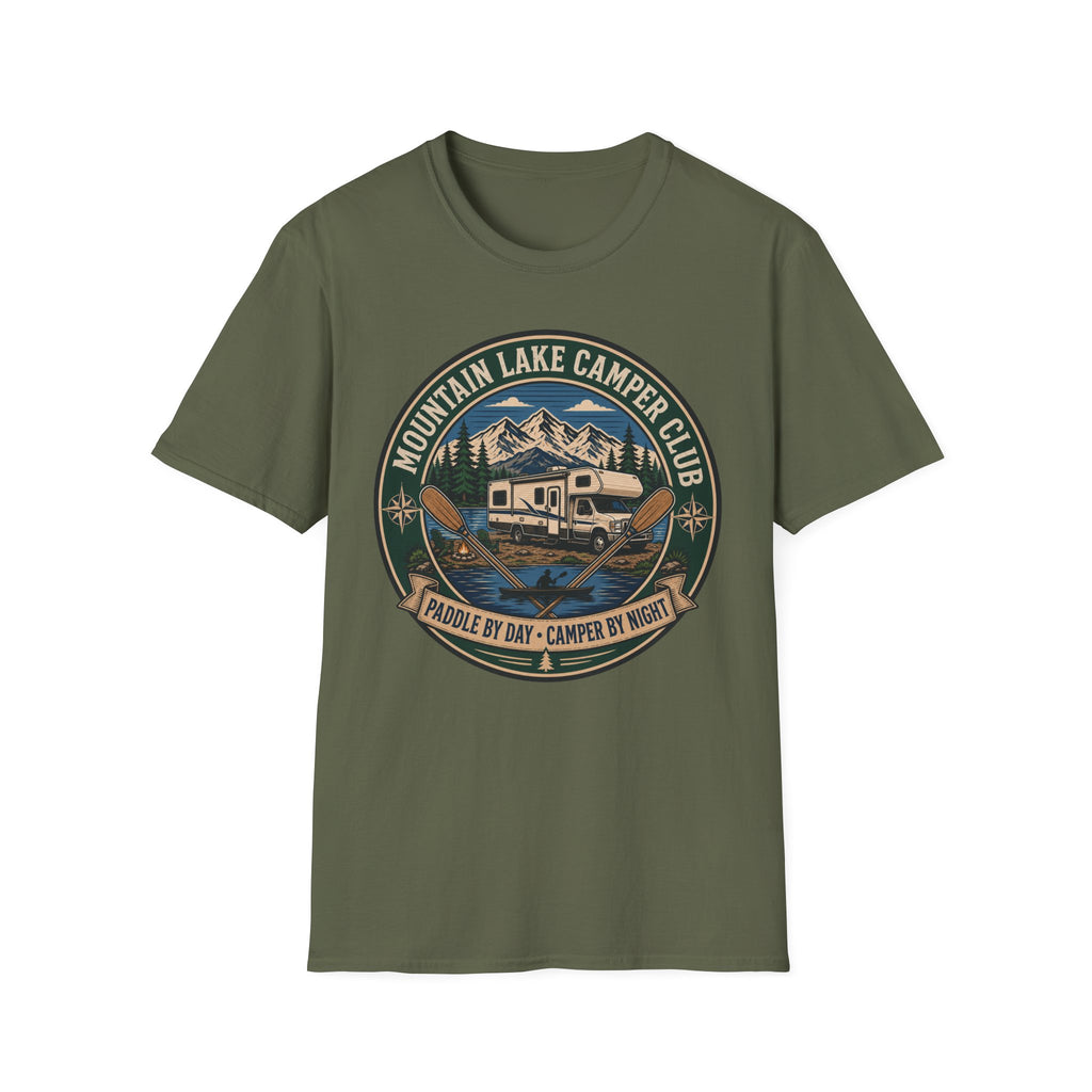 Mountain Lake Camper Club - Paddle By Day - Camper By Night T-Shirt