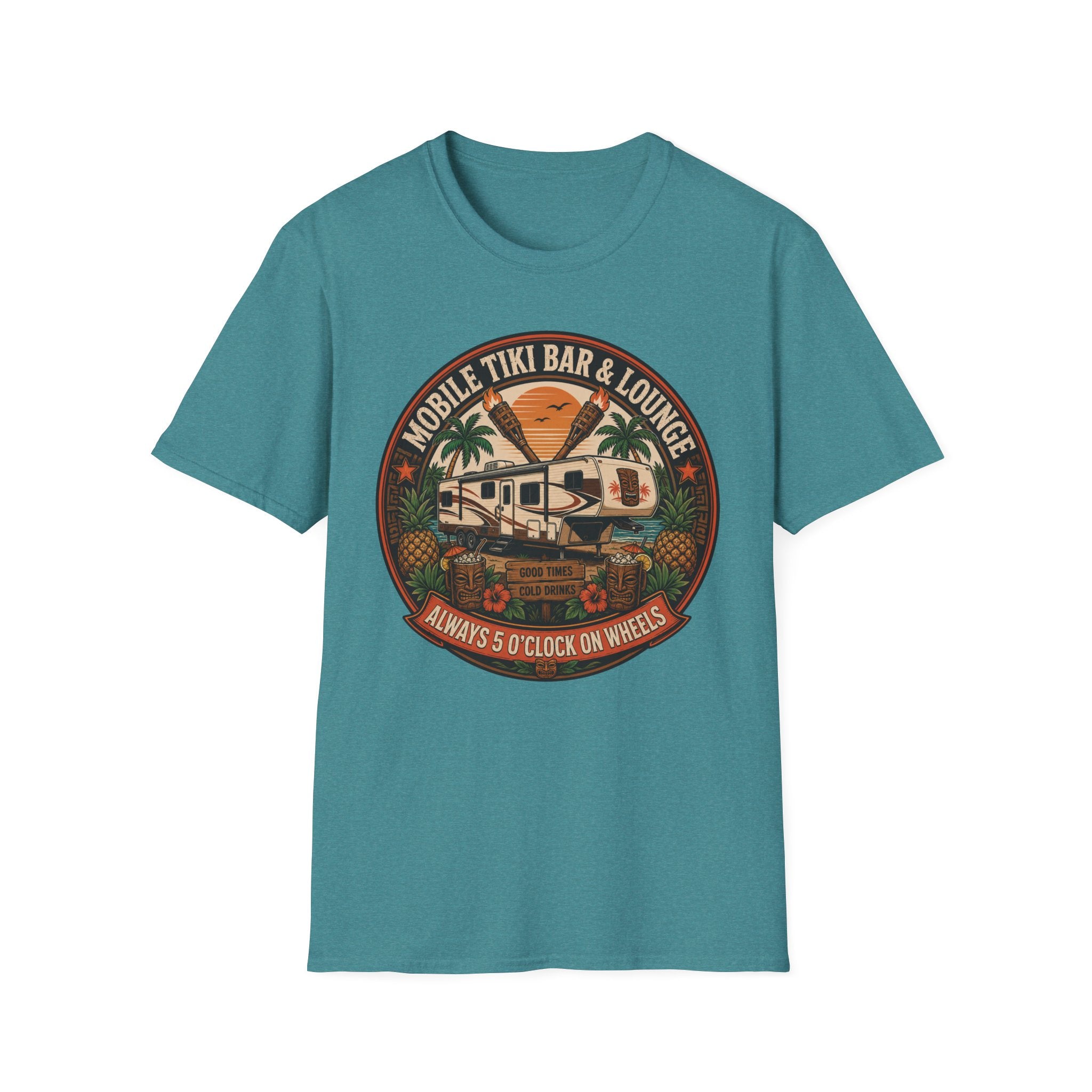 Mobile Tiki Bar & Lounge - Always 5 O'Clock On Wheels T-Shirt