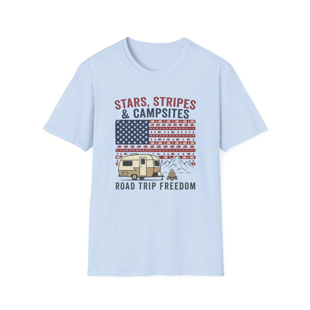 Stars, Stripes & Campsites Road Trip Freedom T-Shirt