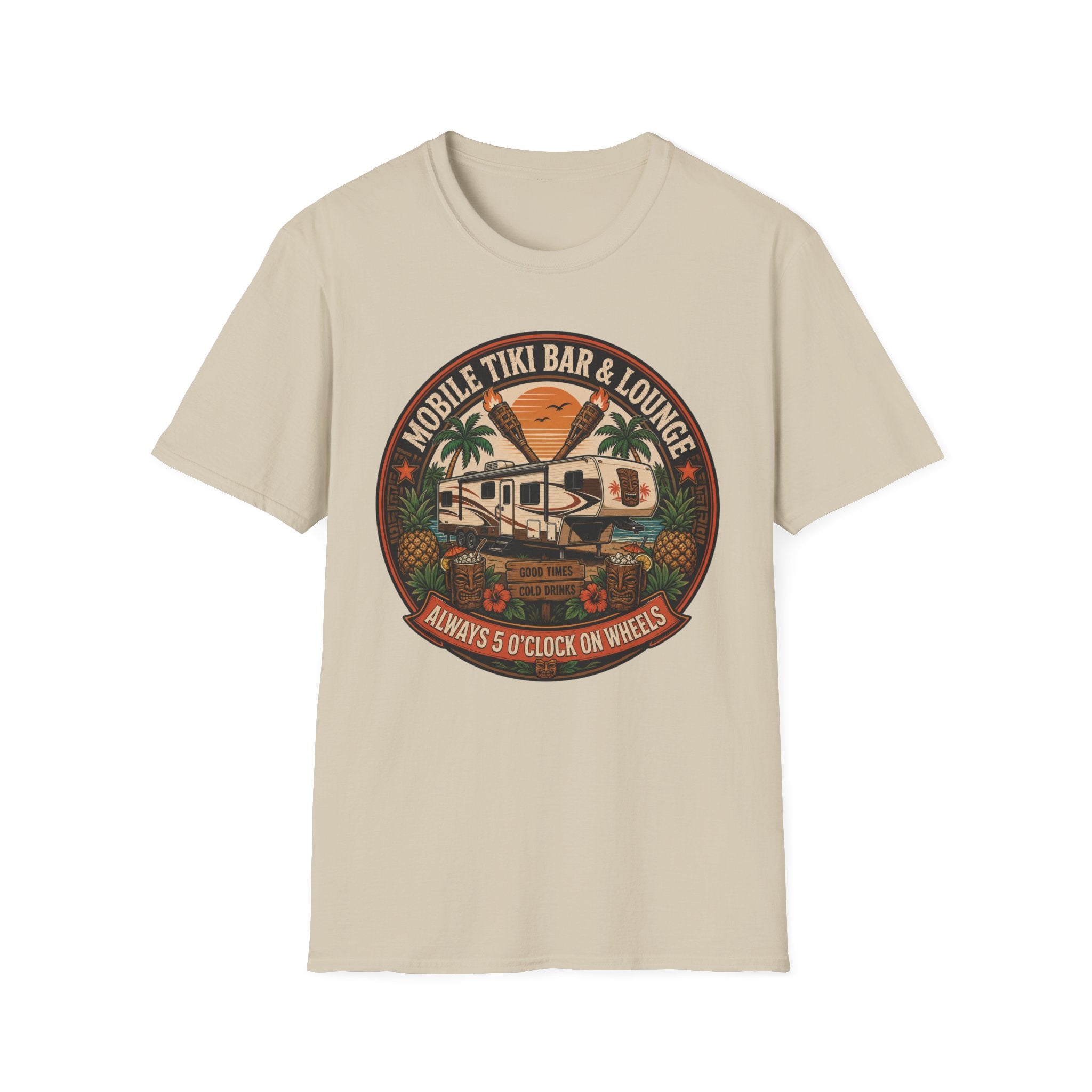 Mobile Tiki Bar & Lounge - Always 5 O'Clock On Wheels T-Shirt