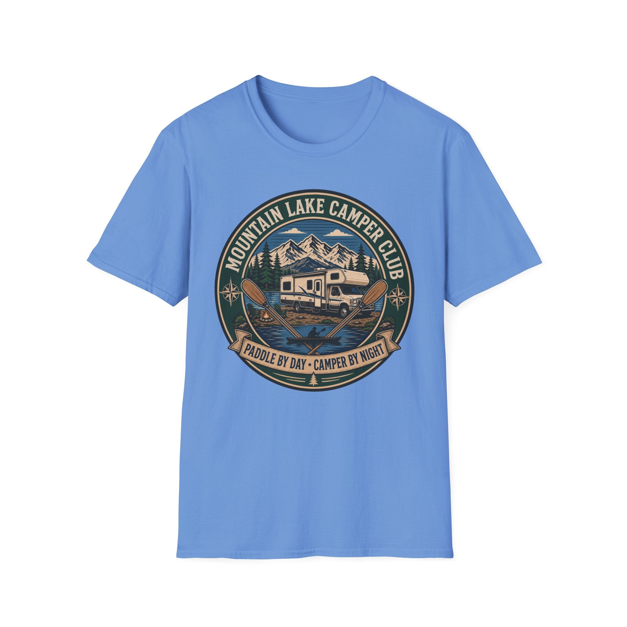 Mountain Lake Camper Club - Paddle By Day - Camper By Night T-Shirt