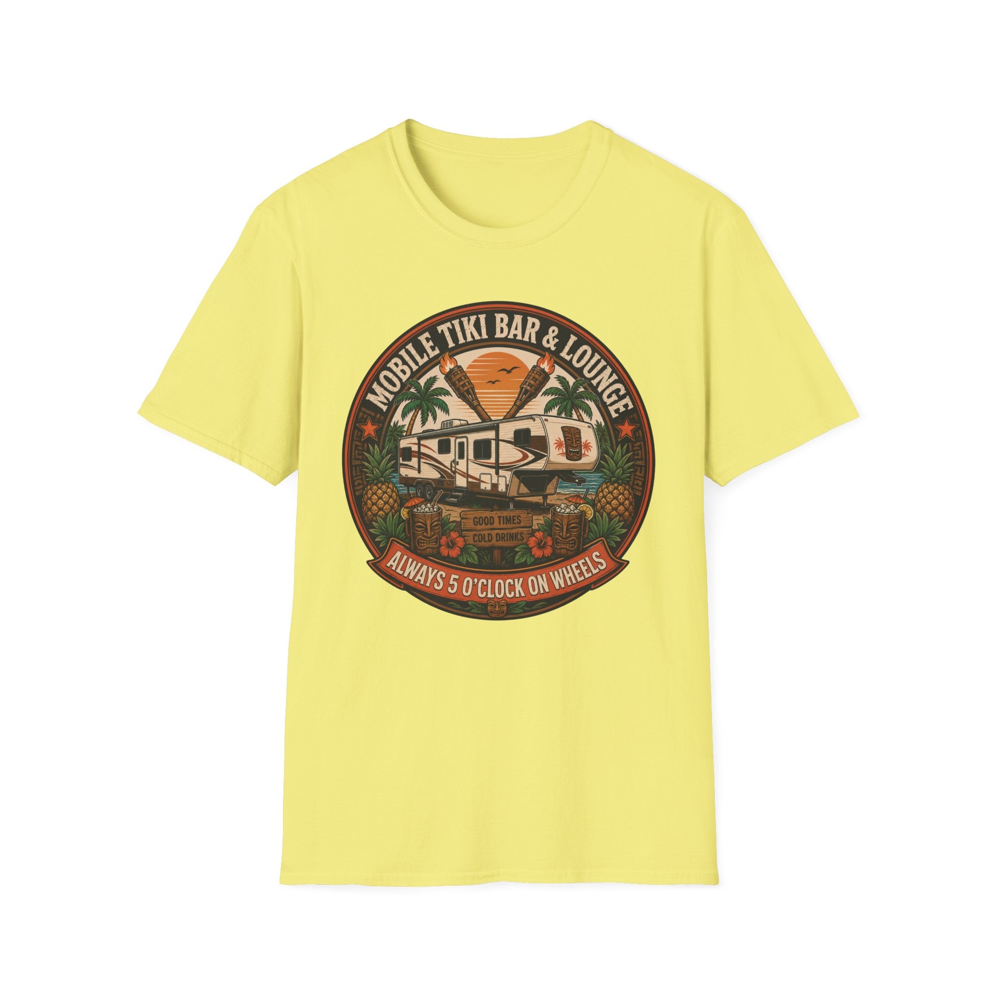 Mobile Tiki Bar & Lounge - Always 5 O'Clock On Wheels T-Shirt