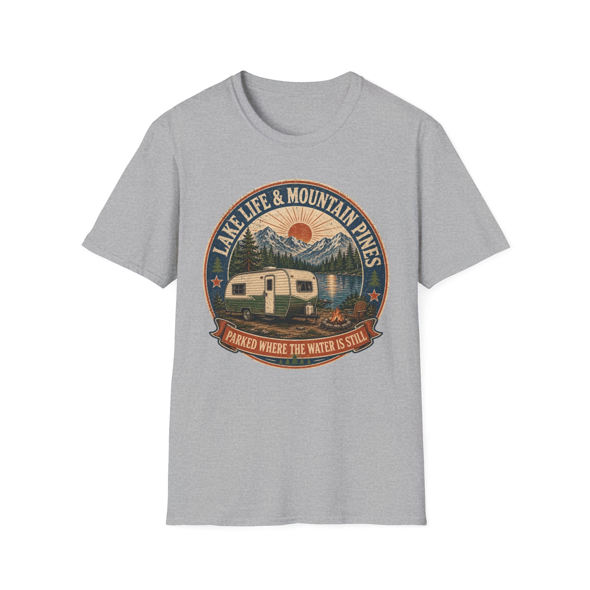 Lake Life & Mountain Pines - Parked Where The Water Is Still T-Shirt
